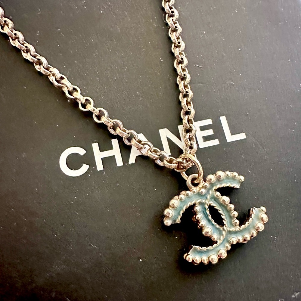 CHANEL Silver CC Necklace